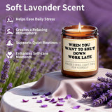 Relaxation Gifts For Women Men - Calming Lavender Scented Candle, 7 Oz Soy Candles Relaxing Gift For Friends, Coworker, Mom, Sister, Boss, Employees - Retirement Candle Appreciation Gifts At Work