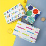 Birthday Wrapping Paper For Boys Girls Kids Men Women Holiday Party - 3 Large Sheets Colorful Balloon 'Happy Birthday' Candles Gift Wrap - 27 Inch X 39.4 Inch Per Sheet