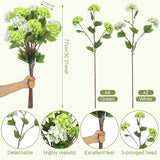 6 Pcs White And Green Hydrangea Artificial Flowers 30.3" Real Touch Faux Hydrangea Flowers With Stems For Wedding Bouquets Table Centerpieces Diy Floral Home Decor
