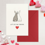 Romantic Valentines Day Card With Envelopes - Sweetest Day Cards For Him And Her - Anniversary Card For Husband, Wife, Fiance, Boyfriend, Girlfriend - Bunny Birthday Card Gift 5X7 Inch