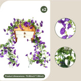 Hanging Faux Flowers Outdoor 2 Pcs 5.9 Ft/Piece Purple Morning Glory Fake Vines, Wedding Arch Decor, Uv Resistant Artificial Plastic Flowers Used For Ceremonial Decoration