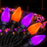Halloween String Lights Outdoor, 26Ft C7 Purple And Orange String Lights With 50 Led Christmas Ligths For Outdoor Patio