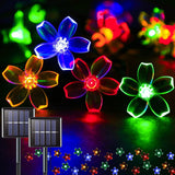 Solar String Lights For Outside, 2 Pack 100 Led Flower Solar Powered Lights String, Solar Lights For Christmas Tree, Patio, Garden, Fence, Bush Decorations.