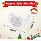 100 Pack C9 Magnetic Christmas Light Clips, Extra Strong Magnetic Clips Hooks For Christmas Lights, Magnet Christmas Light Clips For C9 C7 Sockets Metal Roof Gutters Outside Patio Holiday Lighting