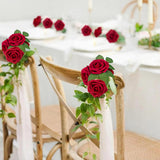 100Pcs Artificial Flowers Dark Red Rose Real Looking Fake Foam Roses With Stem For Valentine'S Day Diy Wedding Bouquets Bridal Shower Centerpieces Arrangements Party Home Decorations