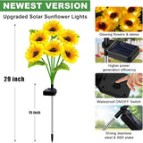 4 Pack Solar Sunflower Lights 24 Flowers Waterproof Garden Stakes for Yard Patio Lawn
