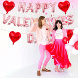 Rose Gold Happy Valentines Day Balloons, 16 Inch Valentines Decorations Balloons Red Heart Balloon For Valentine Day Decorations For Party Hotel Room Office Classroom