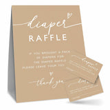 Minimalism Brown Diaper Raffle Game Kit For Baby Shower - 1 Standing Sign & 50 Tickets, Decorations For Gender Reveal, Neutral Announcement, Party Favor & Supplies -A06