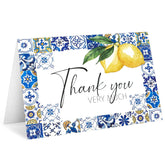 Lemon Thank You Cards Bulk 24 Pack Thank You Note Cards With Matching Seal Stickers Envelopes Blue Tiles Lemon Greeting Cards For Baby Shower Wedding Birthday Bridal Party And All Occasion