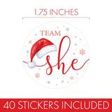 Santa Baby Gender Reveal Party - Team He Or Team She Stickers - 40 Labels – Christmas Gender Reveal