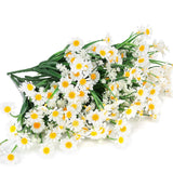 8 Bundles Artificial Daisies Flowers Outdoor Uv Resistant Fake Foliage Greenery Faux Plants Shrubs Plastic Bushes For Window Box Hanging Planter Farmhouse Indoor Outside Decor(White)