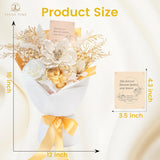 Preserved Flowers Bouquet, Christmas Faux Rose Bouquets Platinum, Artificial Flowers Poinsettia Faux Flowers, For Christmas Centerpiece Table Home Holiday Party(White & Gold)