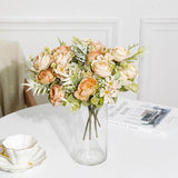Artificial Peonies Flowers,Fake Peony Silk Flower Bouquet 3 Bundles Plastic Florals Bulk Arrangements For Vase Wedding Decoration(Orange)