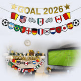 2026 Soccer Watch Party Decorations, GOAL 2026 Banner Set with 15 Country Flags, Soccer Game Day TV Wall Decor for Living Room, Office, Home Party