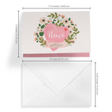 Valentines Day Card For Niece | Big Pink Heart And Flowers | Your Card Helps Animals In Need |5”X7.5” | Single Card + Envelope | Women Owned Small Business Made In Usa
