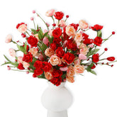 12 Pcs Valentines Day Decoration Rose Floral Picks 16 Inch Red Pink Heart Artificial Flower Berry Stems Flower Branches For Valentine'S Day Wedding Anniversary Vase Table Centerpieces Decor