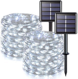 2 Pack Solar Fairy String Lights 33FT 100 LED White Outdoor Waterproof Solar Lights with 8 Lighting Modes for Garden Tree Patio Yard Wedding Holiday Decor