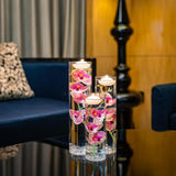 Artificial Orchid Floating Flower For Table Centerpieces Glass Cylinder Vase Fillers Floating Candles Fake Ice Cubes Peach Set For Wedding Party Pool Bar Restaurant Festival Decoration