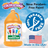 Paraben-Free Tempera Paint For Kids - 1 Gallon, Vibrant Orange Non-Toxic And Made In The Usa, Classroom Must Haves, Bulk Arts And Crafts Supplies