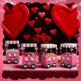 6 Pack Valentine'S Day Candy Boxes Pink Food Truck Design Cardboard Box With Heart Patch Diy Valentine'S Day Treat Boxes Sweet Candy Goody Holder Heart Party Favors For Birthday Diy Gifts