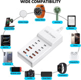 50W USB C Charging Station 12 Port Multi USB C Charger Power Strip for Phones Tablets