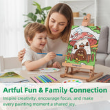 52Pcs Acrylic Paint Set With Table Easel, Art Painting Kit With Acrylic Paints, Canvas Panels, Paintbrushes, Canvas Supplies Kit For Kids, Adults, Beginners, And Artists, Green
