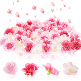 100 Pcs Artificial Cherry Blossom Flower Heads For Crafts Bulk Faux Silk Plum Blossom Petals For Diy Gift Accessories Wedding Floral Party Decoration, 1.5 Inch (4 Colors)