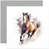 Old English Co. Watercolour Running Horse Greeting Card For Birthday - Cute Birthday Card For Mum, Nan, Her - Wildlife Art Card For Thinking Of You, Thank You, Just Because | Blank Inside Envelope