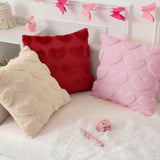 Kevin Textile Heart Love Cute Decorative Throw Pillow Covers 18X18 Inch Set Of 2 Soft Faux Fur Pillow Covers For Valentine'S Day Gifts Fluffy Plush Pillow Case For Couch Cushion Livingroom Red