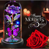 Valentines Day Gifts For Her, Valentines Rose Flowers Gifts, Birthday Gifts For Women, Galaxy Crystal Light Up Rose In A Glass Dome, Valentine Day For Her Women Mom Girlfriend, Purple Butterfly
