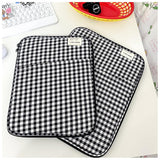 Gingham Puffy Laptop Sleeve 11-13 Inch Y2K Coquette Carrying Laptop Bag Fairycore Cover Pouch Sleeve Computer Liner Bag (11 Inch,Black)