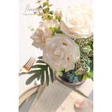 Artificial Flowers 16Pcs 3.5" Real Looking Cream Foam Fake Avalanche Roses With Stems For Diy Wedding Bouquets Bridal Shower Centerpieces Floral Arrangements Party Tables Home Decorations