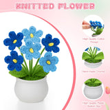 10 Pcs Crochet Flower Potted Plants Gifts, Artificial Handmade Knitted Flowers Cute Fake Plant For Mother Valentine Teacher Employee Coworker Gifts And Home Decor (Forget Me Not)