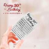 Granddaughter 30Th Birthday Card, Happy 30 Birthday Granddaughter Gifts Ideas, Small Engraved Wallet Card