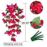 Artificial Hanging Flowers 28.35" Silk Bougainvillea Uv Resistant Faux Flower Greenery Vines For Home Garden Porch Eave Wedding Wall Indoor Outdoor Decor (Fuchsia - Pack Of 4)