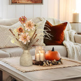 Faux Fall Pampas Grass With Vase, Fall Flowers Artificial For Decoration Arrangement Bouquet Plant In Ceramic Vase Fluffy Boho Home Decor Fake Pompass Pompous Grass Floral Autumn Decorations