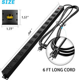 Heavy Duty 16 Outlet Metal Power Strip Surge Protector 6 Foot Cord