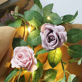 6Ft Artificial Flower String Lights Battery Operated Rose Floral Garland With 20 Led Fairy Lights,Silk Hanging Pink Rose Flower Vines For Wedding Party Garden Home Table Wall Decor (Purple)