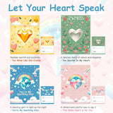 Valentines Day Cards For Kids School, 24 Sets Natural Heart Gemstone Crystal Kids Valentines Cards, Valentines Day Gifts For Kids Classroom, Valentines Cards For Boy Girl (Crystal Cards 1)
