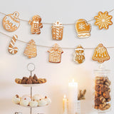 2 Pack Christmas Gingerbread Decorations Wooden Gingerbread Theme Garland Banner Hanging Tree Ornaments Christmas Bunting Banner For Party Holiday Wall Home Fireplace(Classic Style,Brown)