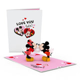 Valentines Day Card For Her, Him - 3D Disney Pop-Up Cards - Mickey Mouse - Love You Lots! - 5" X 7" - Blank Notecard & Envelope Included