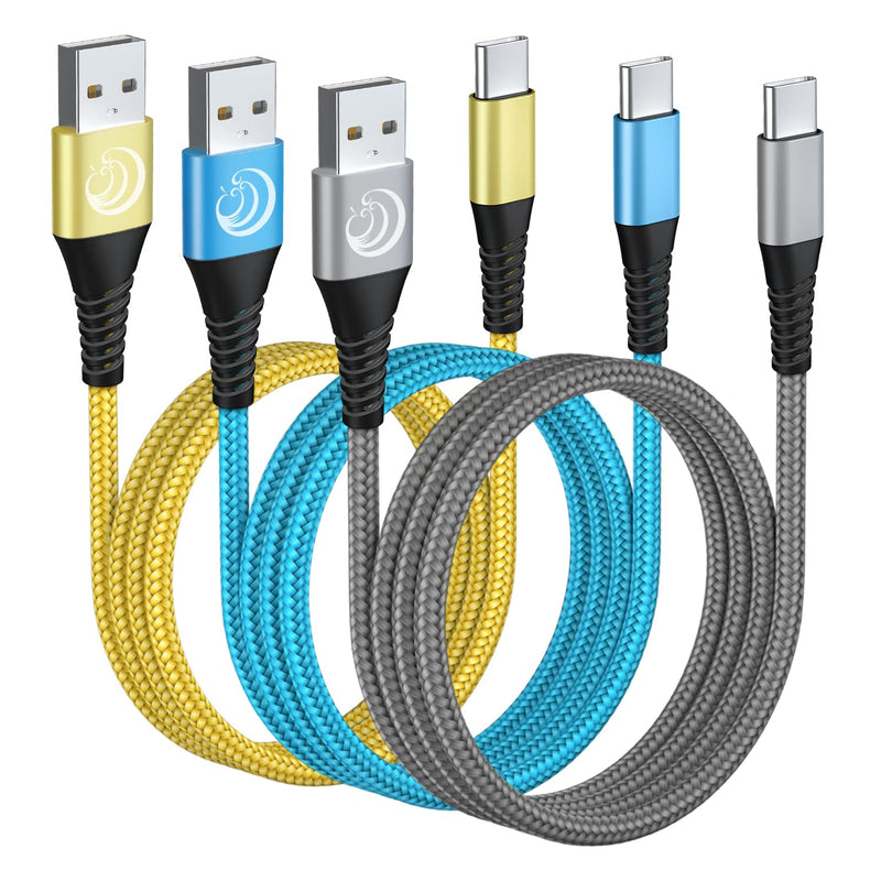 10Ft 3Pack Usb Type C Cable Fast Charging Nylon Braided Long Charger Cable Com