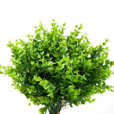 12 Pcs Artificial Flowers Uv Resistant Outdoor Fake Plants And Greenery Springs Artificial Boxwood For Bridal Party Wedding Bouquet For Greenery Shrubs Plants Home Garden (Green)