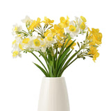 4Bundles Artificial Daffodils Flowers Fake Silk Daffodil Flower Faux Narcissus Spring Flowers For Wedding Bridal Bouquet Wreath Home Garden Decor (Yellow And White)