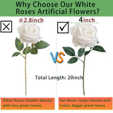 25Pcs Real Touch Fake Roses 4 Inches Velvet Faux Roses Realistic Artificial Flowers Silk Roses With Stems Bouquet For Wedding Decor Decorations Table Decor Centerpieces(Cream White)