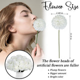 36 Pcs White Artificial Flowers Faux Ball Chrysanthemum Bouquet Silk Flowers Bridal Wedding Bouquet For Home Garden Party Office Coffee House Decoration (White)