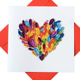 Unique Quilling Card – Rainbow Heart Shaped Flower Design | Handmade Greeting Card For Birthday, Anniversary, Christmas, Mother’S Day, Thank You, Friends & Loved Ones