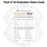 Graduation Party Game Cards - Who Knows The Graduate Best (36-Pack)- Graduation Party Collection Grad Celebration Party Supplies For High School/College/Senior School