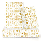 Wedding Wrapping Paper, Love Forever Wedding Letter With Hearts White Gold Foil Design 6 Sheets Folded Flat 20X28 Inches Per Sheet For Valentines Day, Weddings, Bridal Showers, Engagements