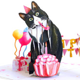 Cat Birthday Card – Tuxedo Cat Pop Up Birthday Cards For Men & Cat Birthday Cards For Women – Handmade Greeting Card, Unique Design For Cat Lovers